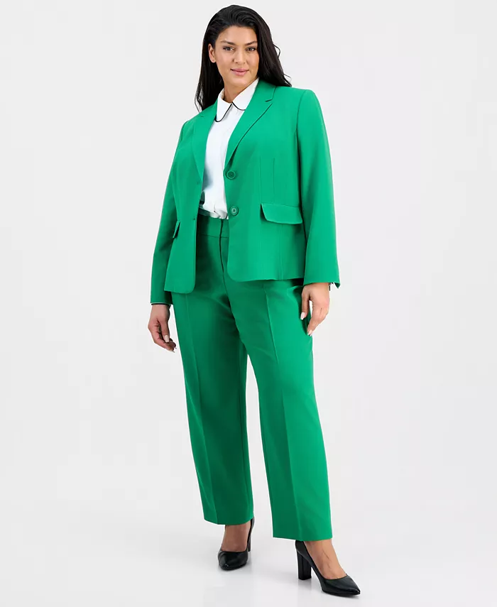 Plus Size Notch-Lapel Mid-Rise Pantsuit