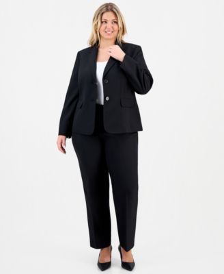Plus Size Notch-Lapel Mid-Rise Pantsuit 