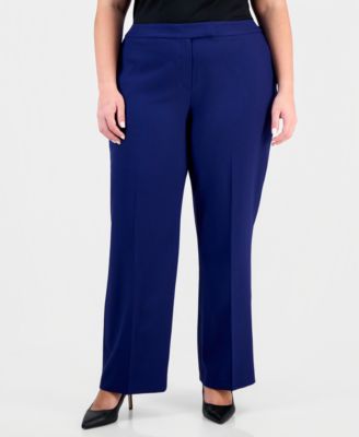Plus Size Notch-Lapel Mid-Rise Pantsuit 