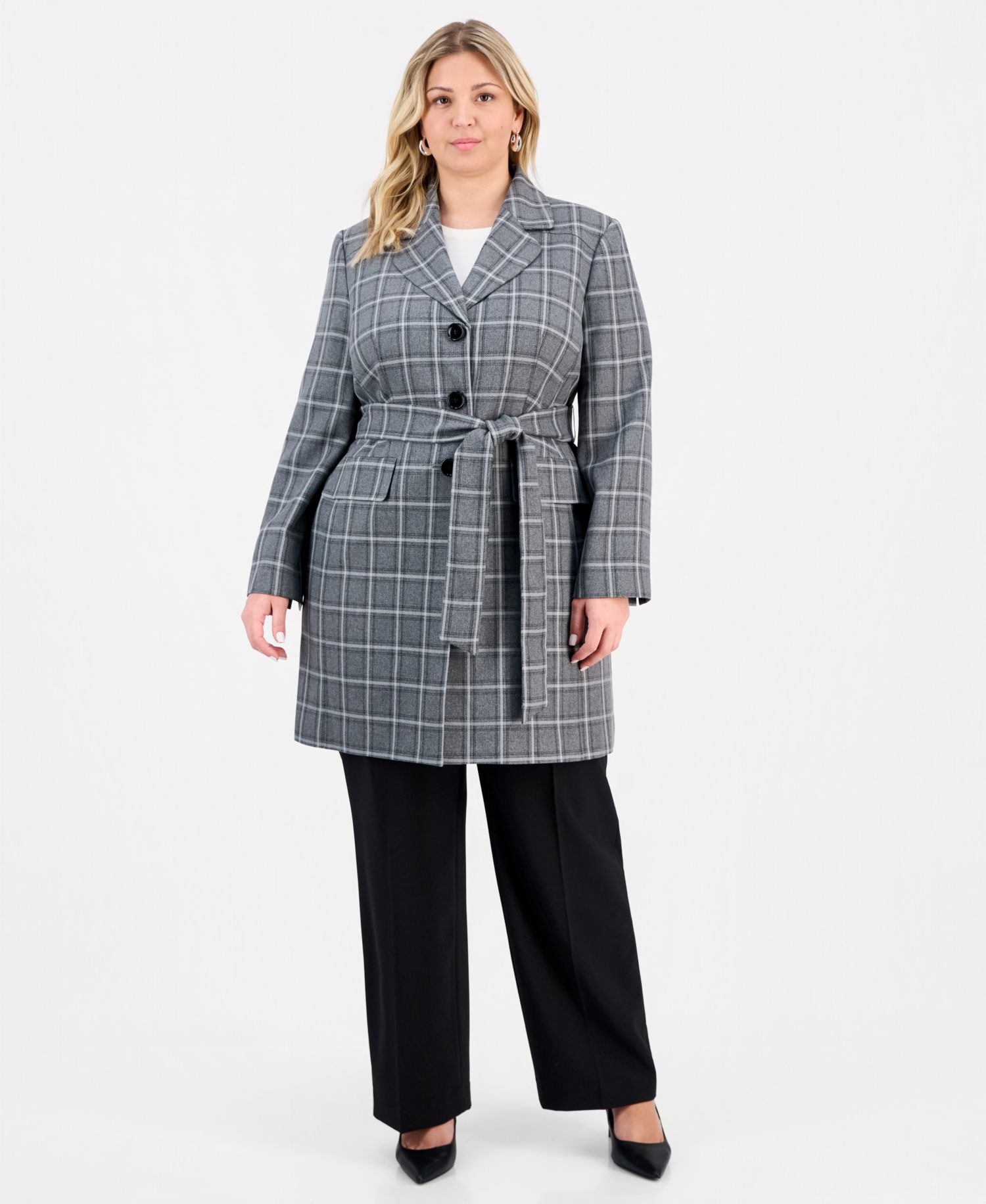 Plus Size Belted Wide-Leg Mid-Rise 2 Piece Pantsuit
