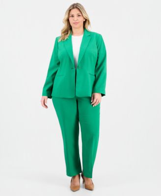 Plus Size Notch-Lapel Mid-Rise Pantsuit 