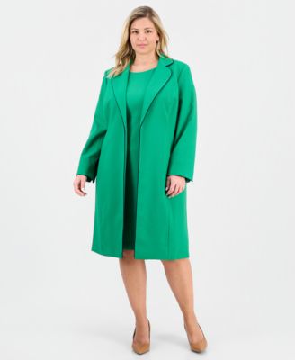 Plus Size Open-Front Jacket & Round-Neck Sheath Dress