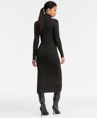 Women's Metallic Turtleneck Sweater Dress, Macy's Exclusive