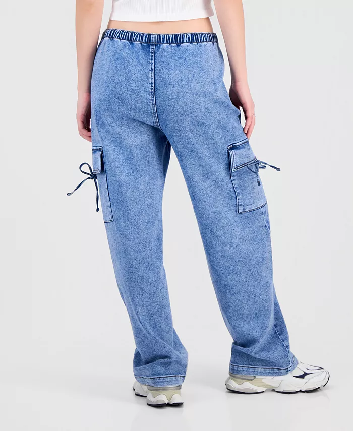 Juniors' Ultra Cozy Bow Cargo Pull-On Jeans - thumbnail 4