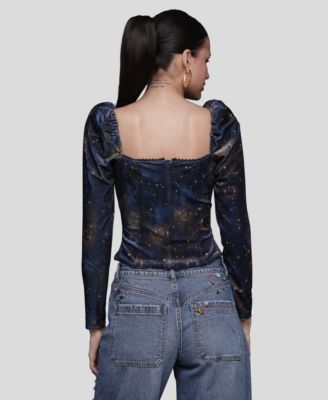 Women's Long Sleeve Velvet Top