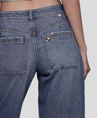 Women's Bejeweled Wide Leg Jeans