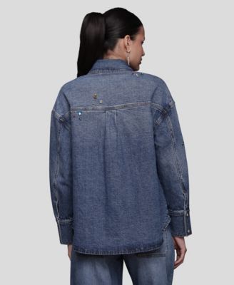 Women's Bejeweled Long Sleeves Oversized Shirt