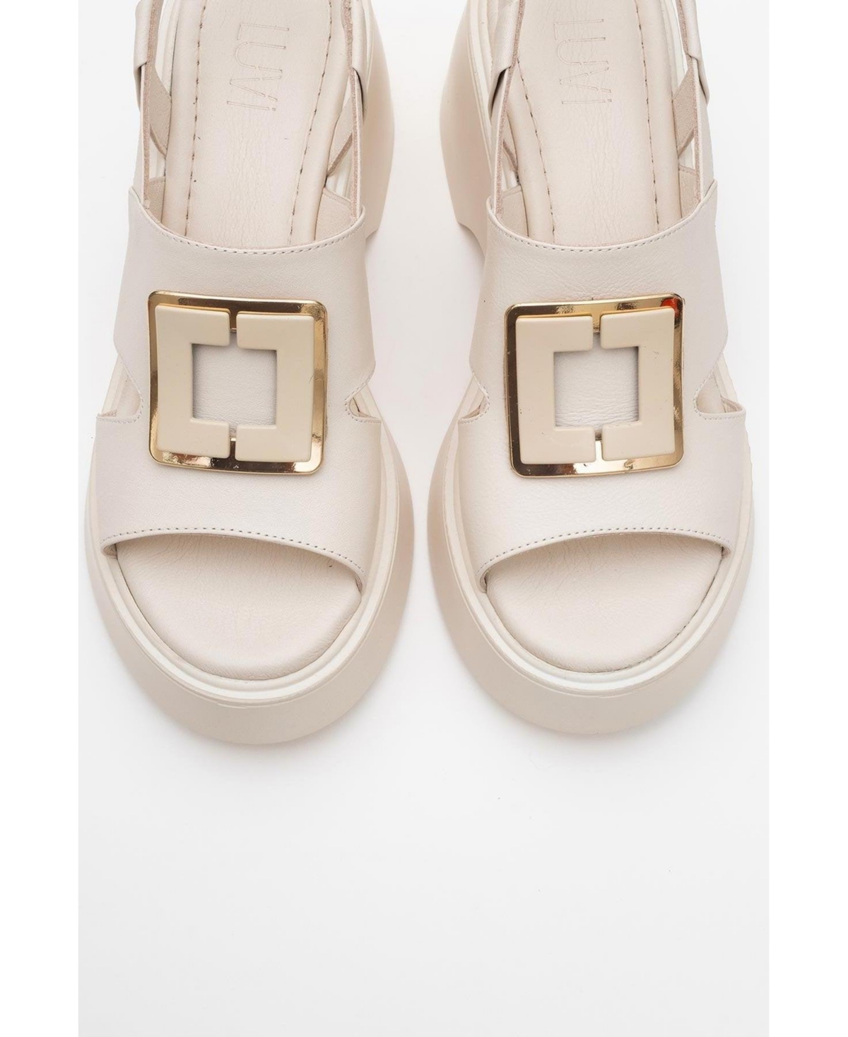 Forever & Always Shoes Lucia Leather Buckle Platform Sandal (Women)