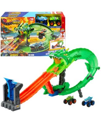 Monster Trucks Sharks vs Dinos Dragon Destruction Playset and Trucks Toy
