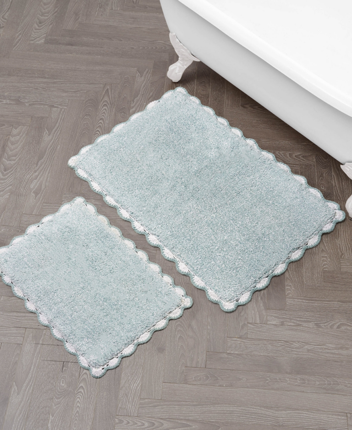 Laura Ashley Heathered Crochet Border Cotton Bath Rug Set