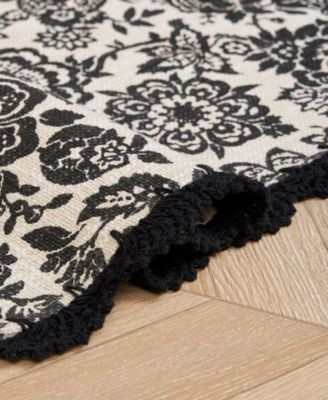 Crochet Border Cotton Runner Rug, 26" x 45"