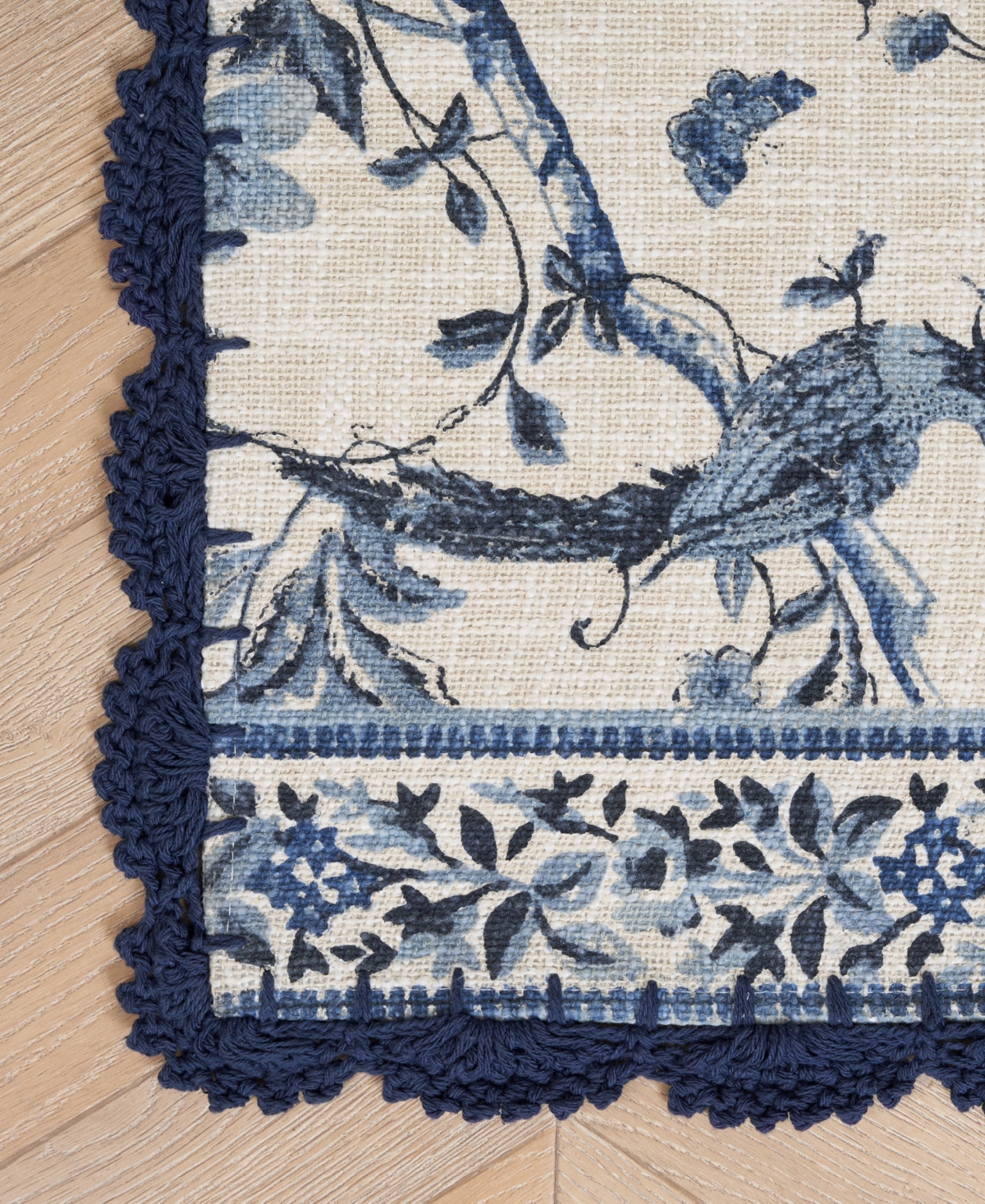 Laura Ashley Crochet Border Cotton Runner Rug, 20" X 60" In Multi