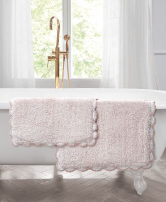Laura Ashley Heathered Crochet Border Cotton Bath Rug Set