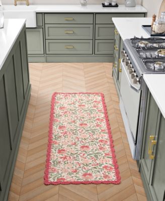 Crochet Border Cotton Runner Rug, 20" x 60"