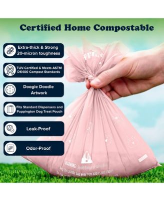 Compostable Dog Poop Bags, 180 Bags, Blush Pink