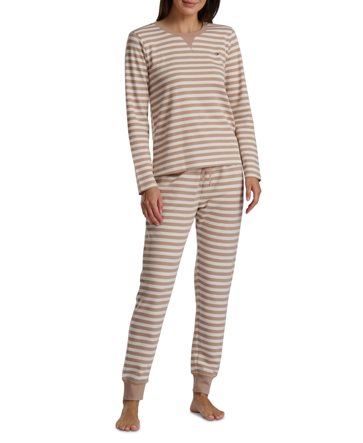 Tommy Hilfiger Women's 2-pc. Packaged Printed Thermal Pajamas Set In Gray