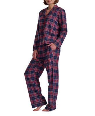 Women's 2-Piece Notch Collar Flannel Set