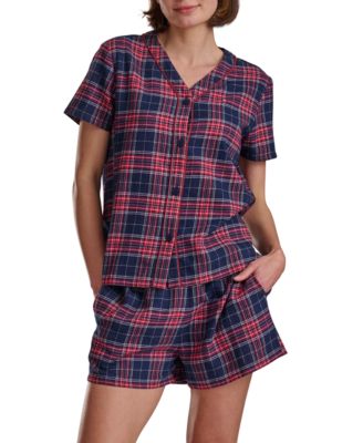 Women's 2-Piece Plaid Flannel Boxer Set
