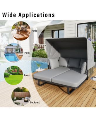 Outdoor Rattan Daybed - Patio Furniture - Grey