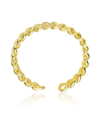 Stylish 14K Gold Plated Chain Cuff Bracelet