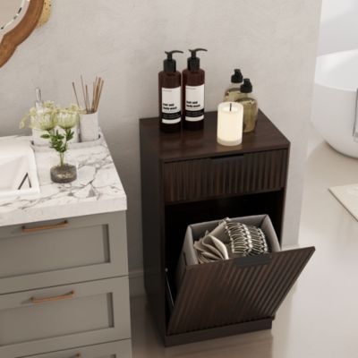 10 Gal TiltOut Trash Can Cabinet Woodgrain Wave Textured Pull Out Bin