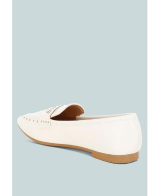 Womens Dorlina Studded Faux Leather Loafers