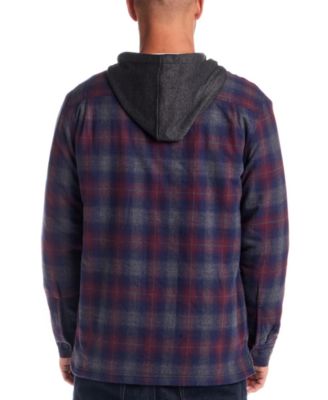 Men's Sherpa Lined Flannel Hooded Shirt Jacket