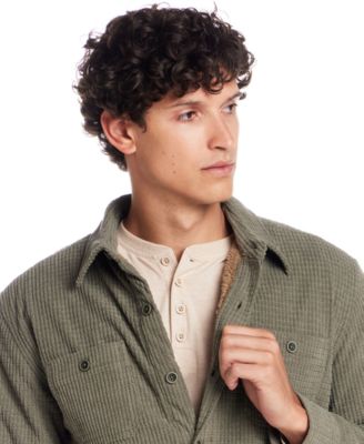 Men's Sherpa Lined Grid Collared Shirt Jacket