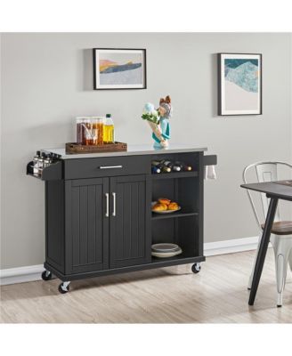 36" Stainless Steel Top Kitchen Island Cart with Storage
