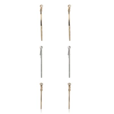 Mixed Metal Hoop Earring Set in Gold & Silver-Tone