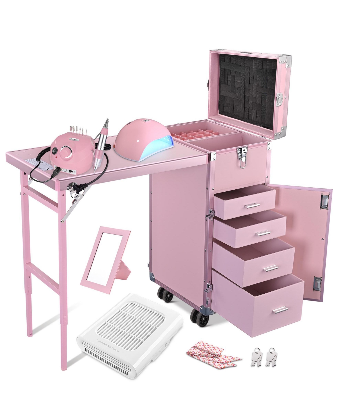 Byootique Nail Desk Station Kit w/ Nail Lamp Dust Collector Electric Drill Machine