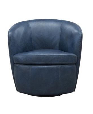 Two Pack Italian Leather  Vintage Navy Swivel Club Chair