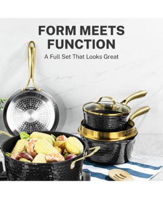 Charleston Collection 15-Piece Hammered Ceramic Coating Nonstick Cookware Set