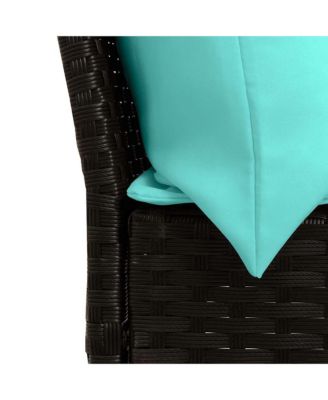 Patio Sofa with Cushions Black Poly Rattan