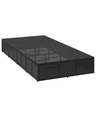 Patio Sunbed Black PE Rattan Large Height-Adjustable