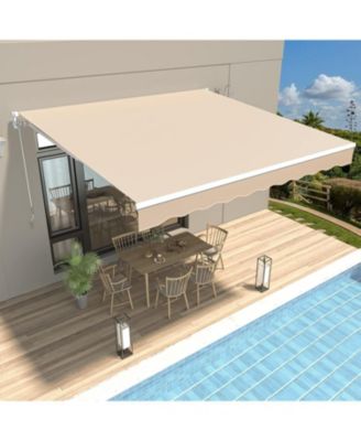 8.2'x6.5' Manual Retractable Awning Sun Shade, Patio Awning Canopy