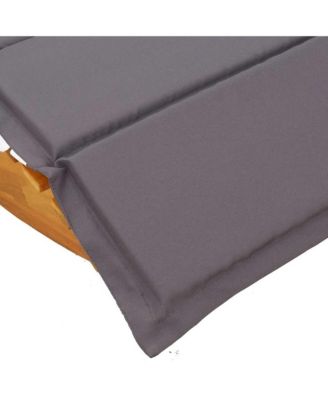 Sun Lounger Natural Wood, Dark Grey Cushion
