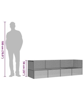 Outdoor Lounge Bed Black Poly Rattan, Powder-Coated Steel, Polyester