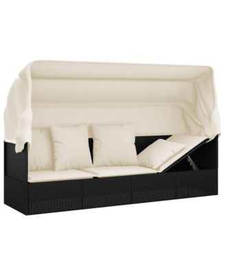 Outdoor Lounge Bed Black, Cream White