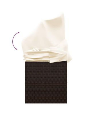 Outdoor Lounge Bed Brown Poly rattan Large Adjustable Armrests