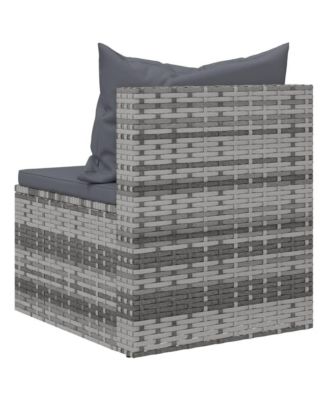 Garden Middle Sofa Grey PE rattan, powder-coated steel Medium