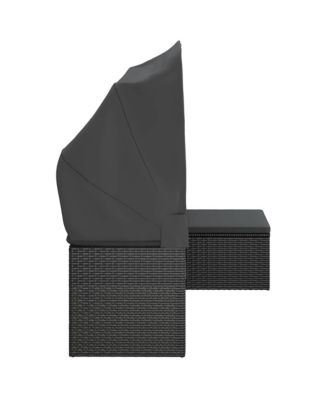 3-seater Garden Sofa Black PE rattan, powder-coated steel Large