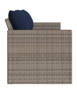 Garden Sofa Grey PE Rattan 3-Seater Removable Covers