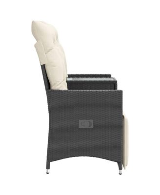 Reclining Garden Sofa Black, Cream White