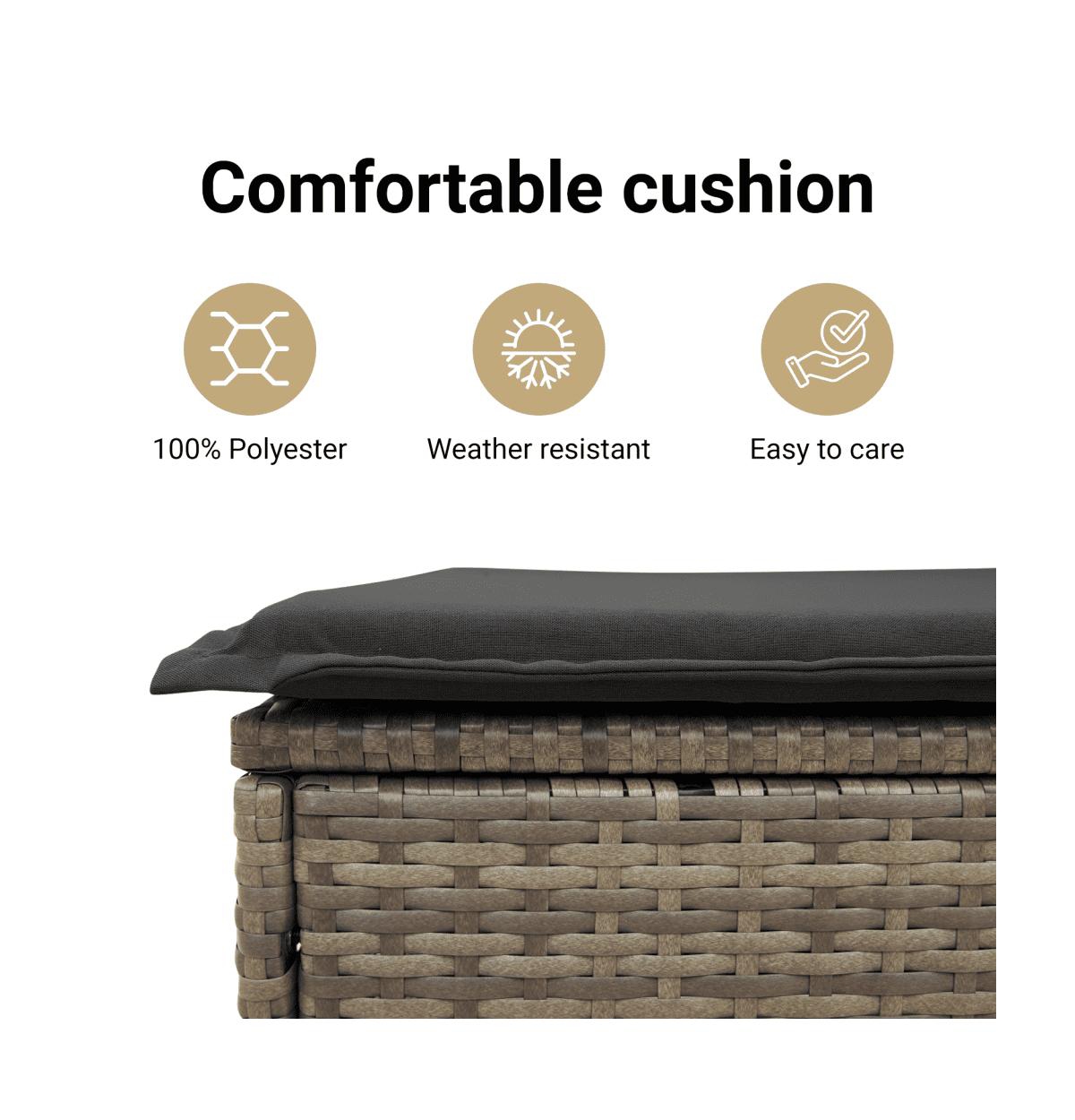 Garden Sofa Grey Pe rattan, powder-coated steel, polyester 4-seater