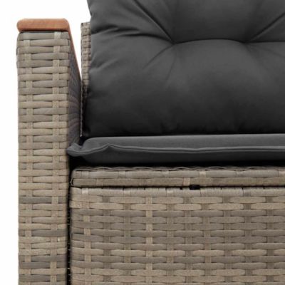 Garden Sofa Grey Poly Rattan, Powder-coated steel, Solid Acacia wood