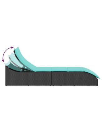 Folding Sun Lounger Black PE rattan, powder-coated steel Standard