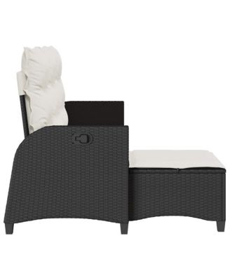 Reclining Garden Sofa Black PE Rattan