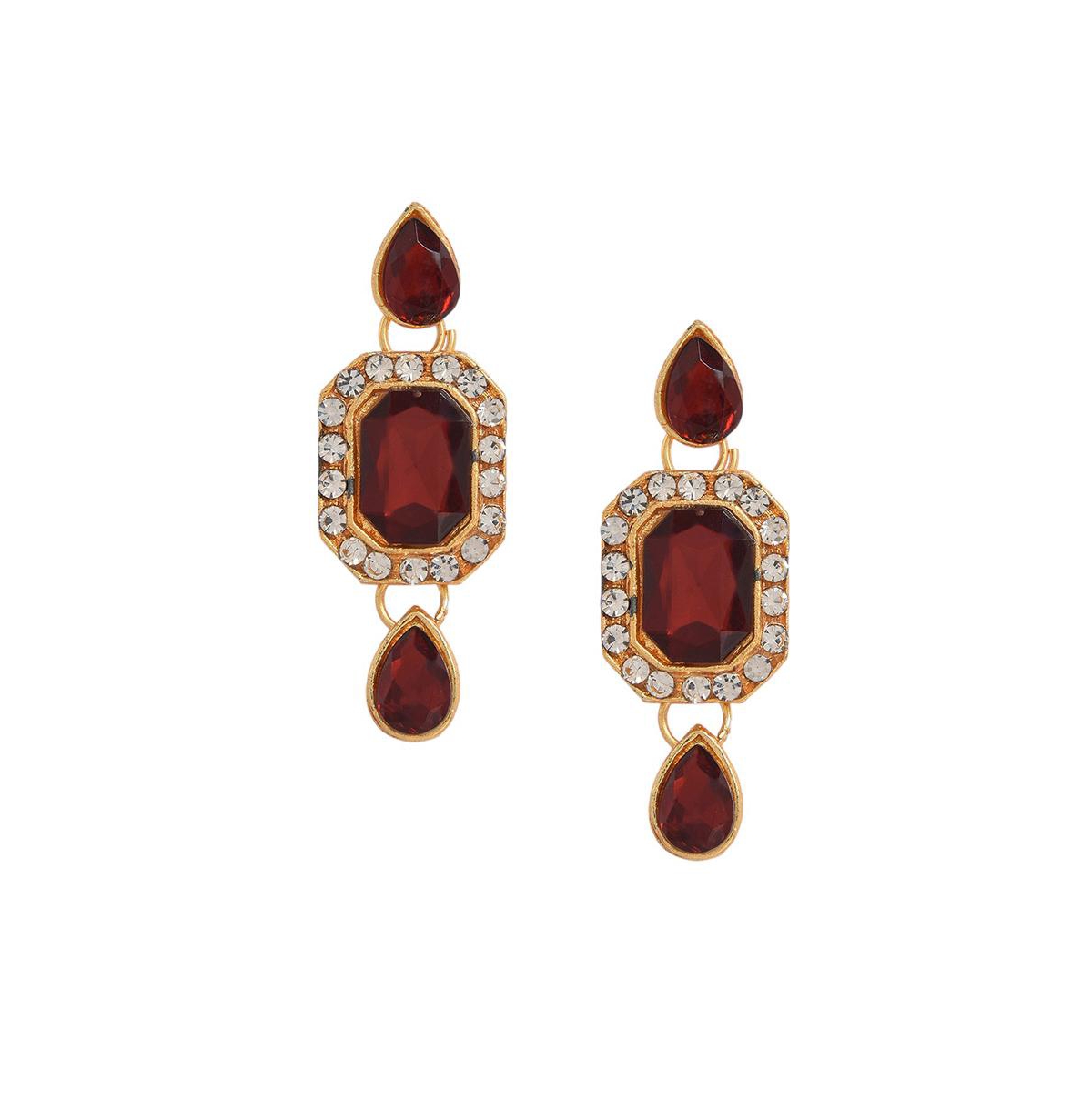 Sohi Stone-block Jewellery Set In Red