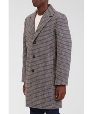 Men's Houndstooth Faux Wool Top Coat